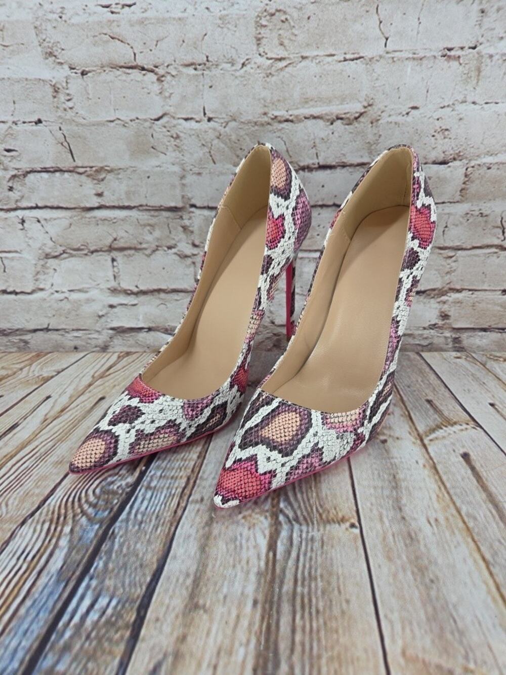 NEW Womens Faux Snake Skin Pointy Toe Stiletto High Heel Shoe Size 40 - 9